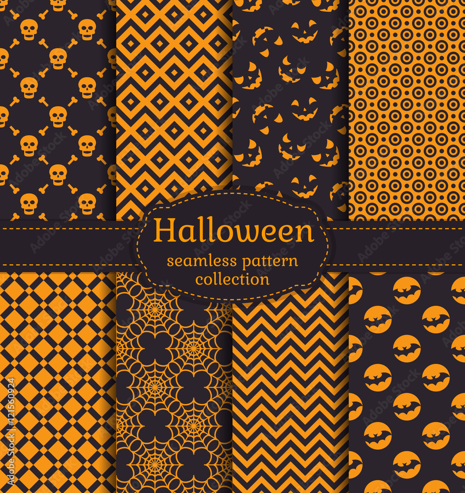 Halloween seamless patterns. Vector set.