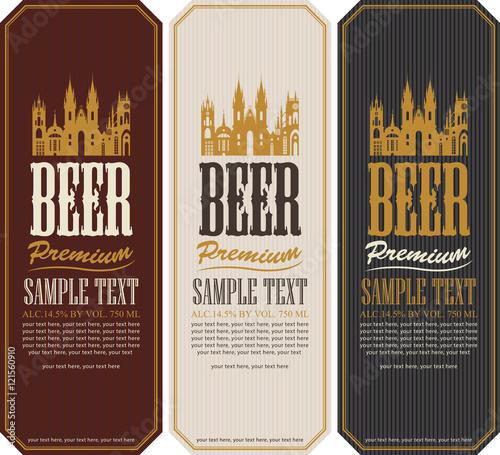 set of beer labels and the image of the old castle