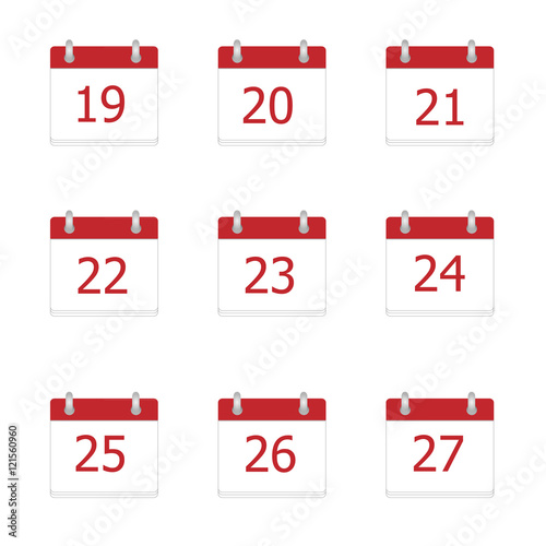 Vector calendar app icons 28  to 31 days photo
