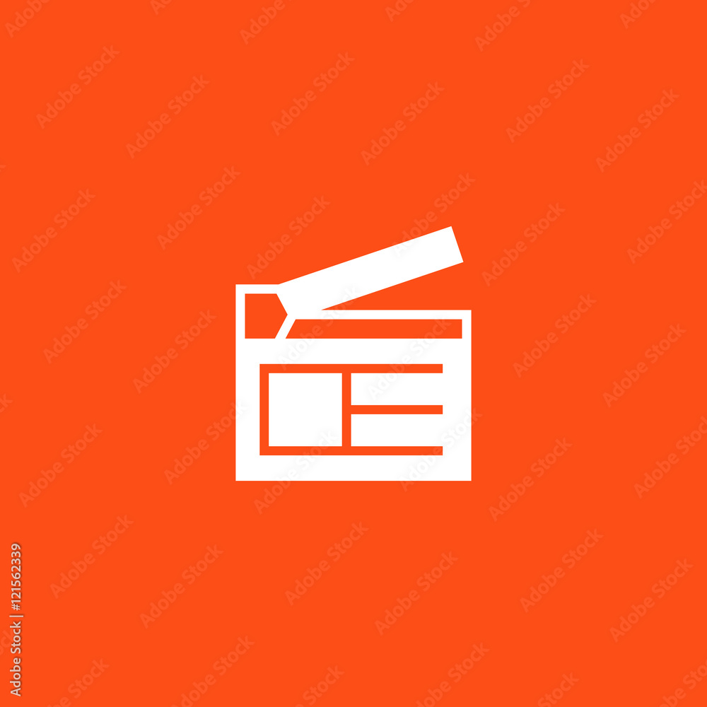 Clapperboard icon vector, clip art. Also useful as logo, web UI element, symbol, graphic image, silhouette and illustration. Clapperboard icon vector, clip art. Also useful as logo, web UI element, symbol, graphic image, silhouette and illustration.