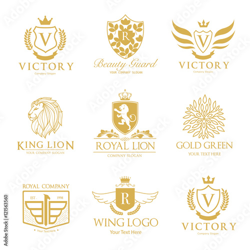 Luxury hotel logo collection, victory logo, crest logo set