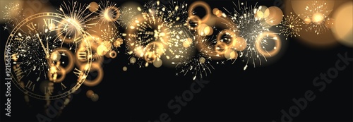 Hintergrund mit Feuerwerk und Sektgläser  photo