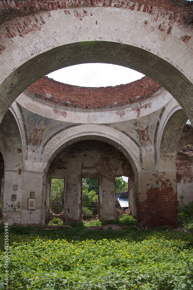 Abandoned destroyed church in Russia