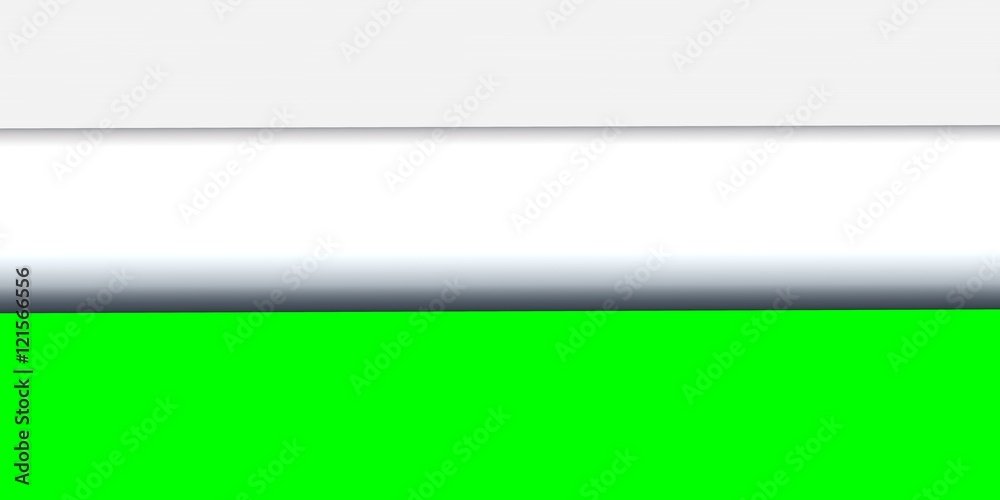 rolled white office paper corner with green screen background