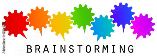 Brainstorming gear vector rainbow concept / Regenbogen Ideenfindung Getriebe Zahnrad Konzept