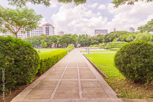 Photography Bangkok, Thailand - June 5, 2016 : Walk way leading to statue of King Chulalongk