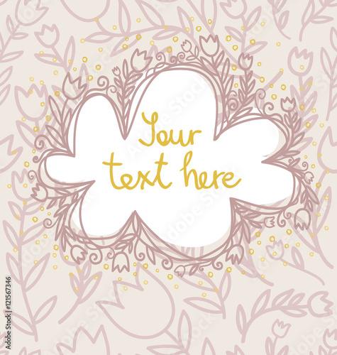 Cloud frame on seamless floral pattern