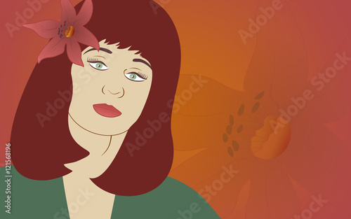 Illustration of a beautiful woman with flowers