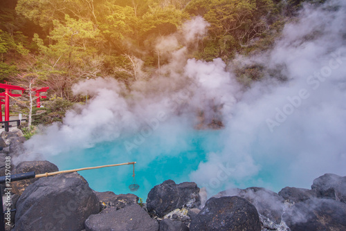 hot spring (Hell) blue water in Umi-Zigoku in Beppu Oita, Japan © CasanoWa Stutio