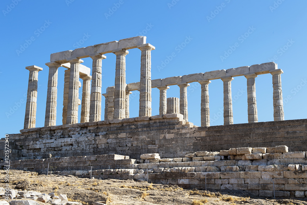 Fototapeta premium Poseidontempel am Kap Sounion, südöstlich von Athen, Griechenland