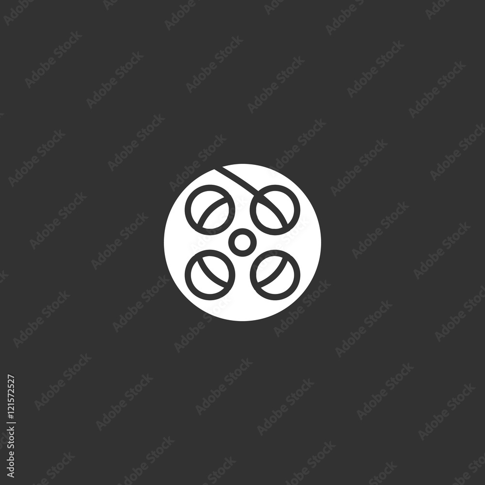Film reel icon vector, clip art. Also useful as logo, web UI element, symbol, graphic image, silhouette and illustration. Film reel icon vector, clip art. Also useful as logo, web UI element, symbol, graphic image, silhouette and illustration.