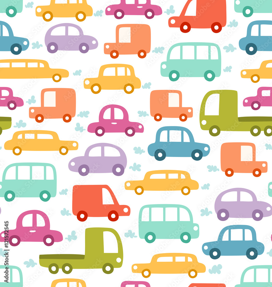 Cartoon cars seamless pattern