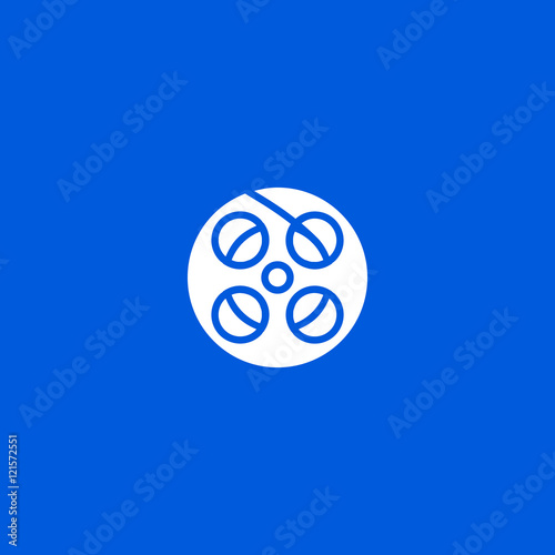 Film reel icon vector, clip art. Also useful as logo, web UI element, symbol, graphic image, silhouette and illustration.