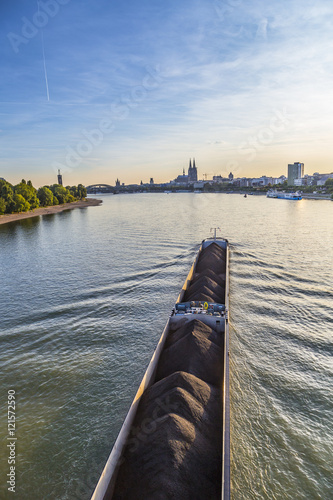 skyline of Cologne with river Rhine photo