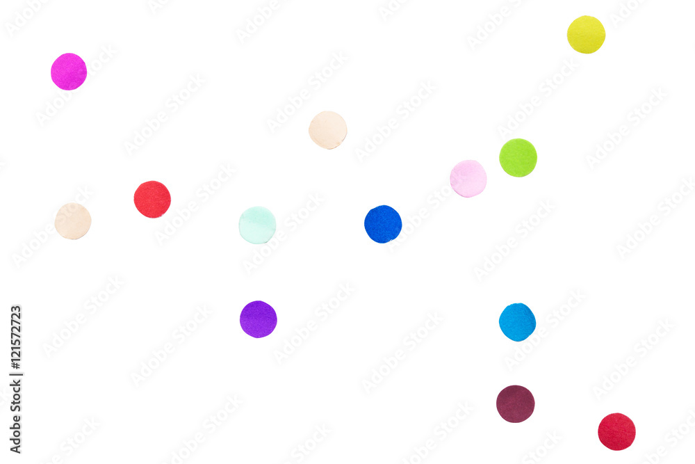 Colorful Confetti in front on isolated White Background