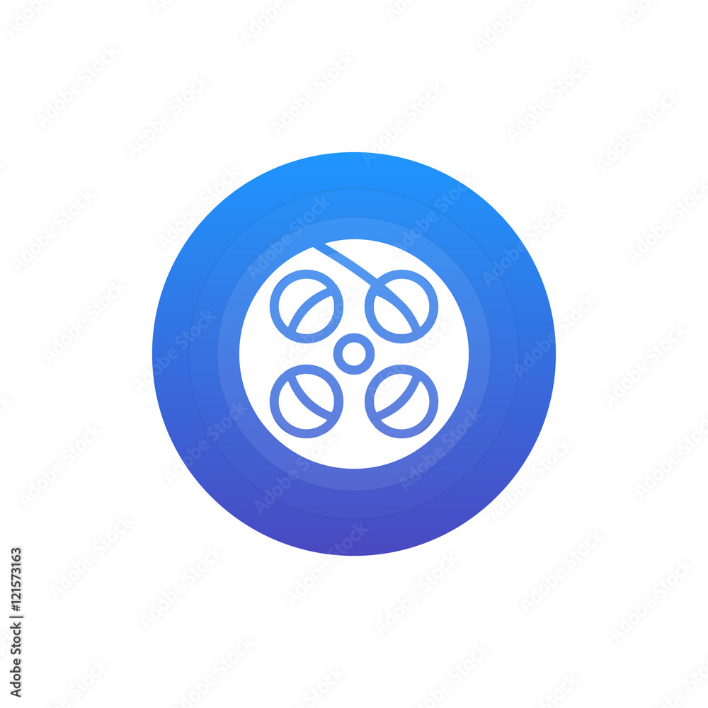 Film reel icon vector, clip art. Also useful as logo, circle app icon, web UI element, symbol, graphic image, silhouette and illustration. Film reel icon vector, clip art. Also useful as logo, circle app icon, web UI element, symbol, graphic image, silhouette and illustration.