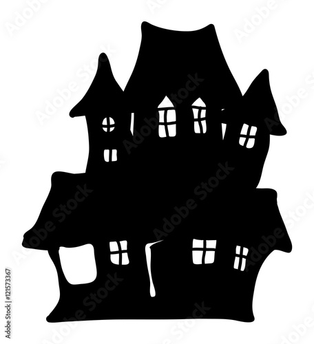 halloween creepy scary hounted house, vector symbol icon design.