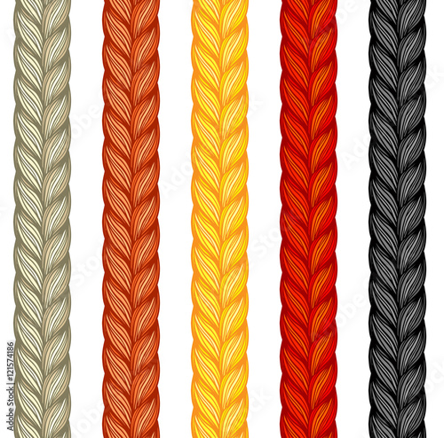 Set of four braids isolated on white. Vector illustration of hum