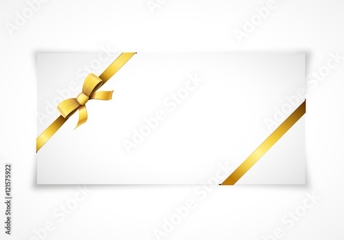 White card background with gold ribbon