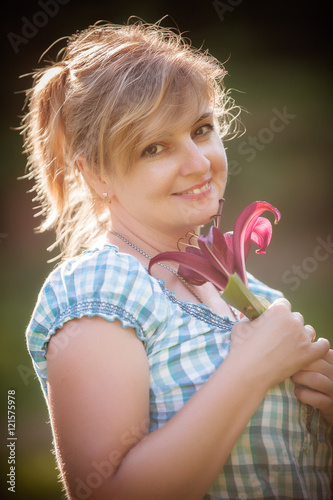 portrait of a beautiful girl with floiwers photo