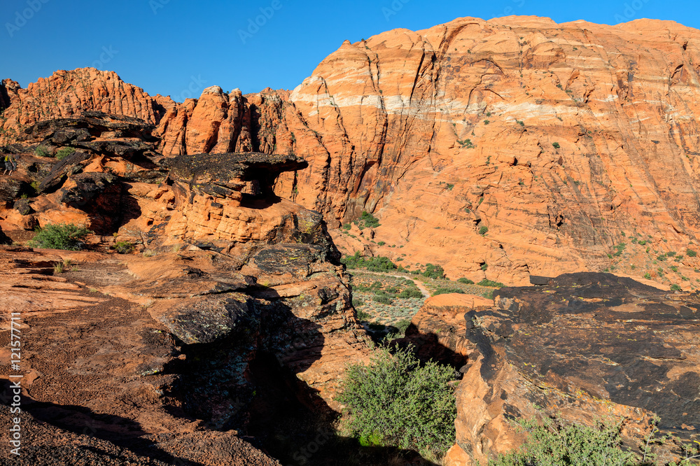 Snow Canyon State Park -Ivins -Utah. This scenic desert red rock park has numerous trails, canyons, and spectacular vistas. Snow Canyon State Park -Ivins -Utah. This scenic desert red rock park has numerous trails, canyons, and spectacular vistas.