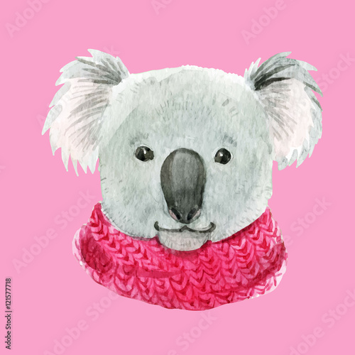 Photography Koala in a pink scarf