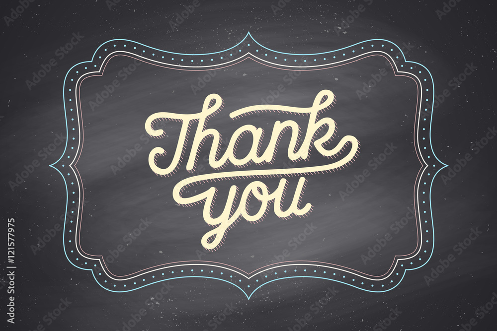 Old vintage frame with text Thank You. Greeteng card with old frame for