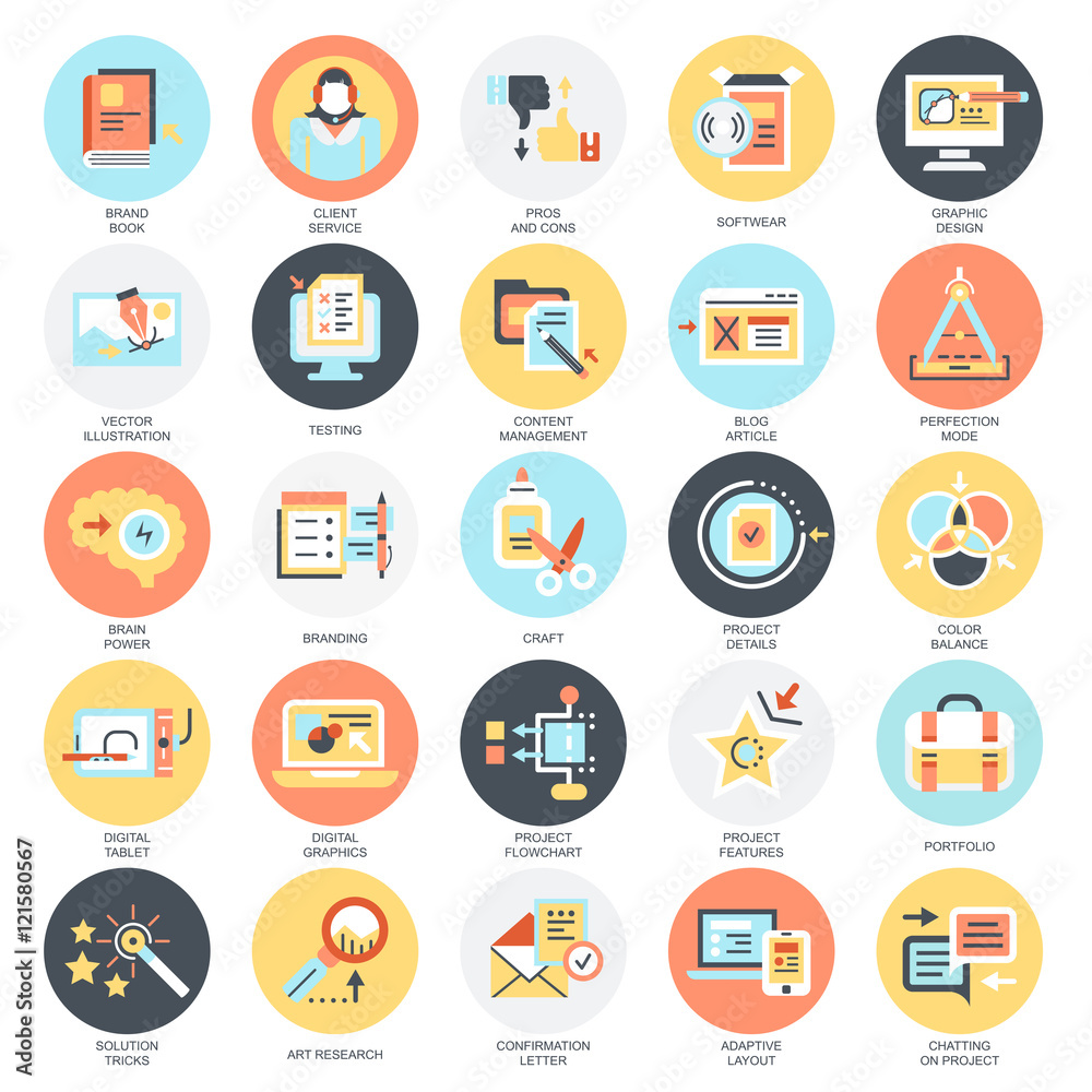 Flat icons pack of usability thinking