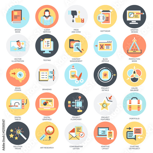 Flat icons pack of usability thinking
