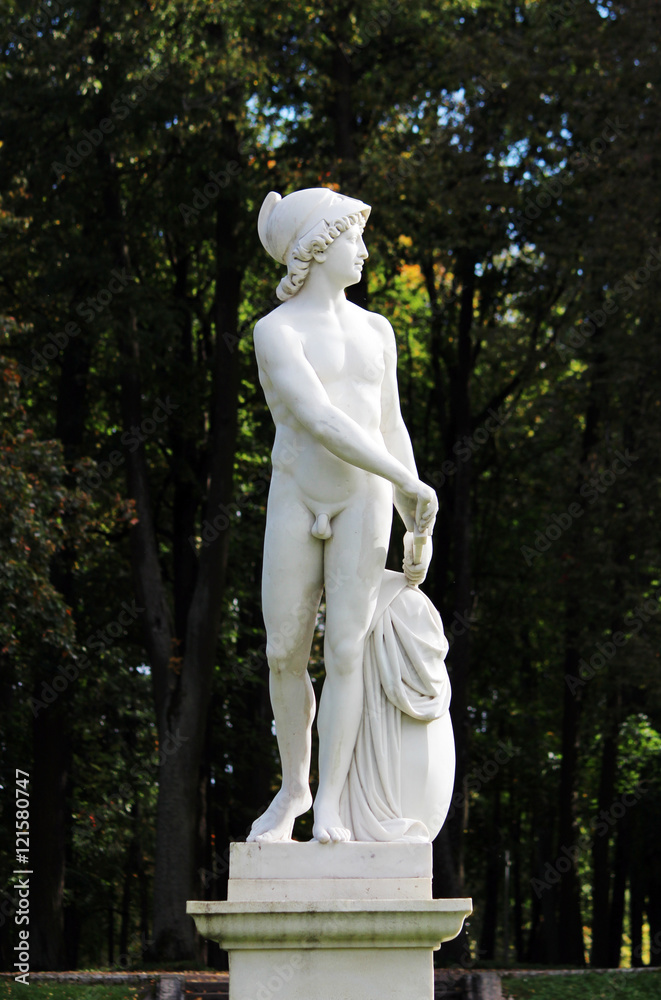 statue of the young Mars, Lower Dutch Garden Park Gatchina Palace Russia.