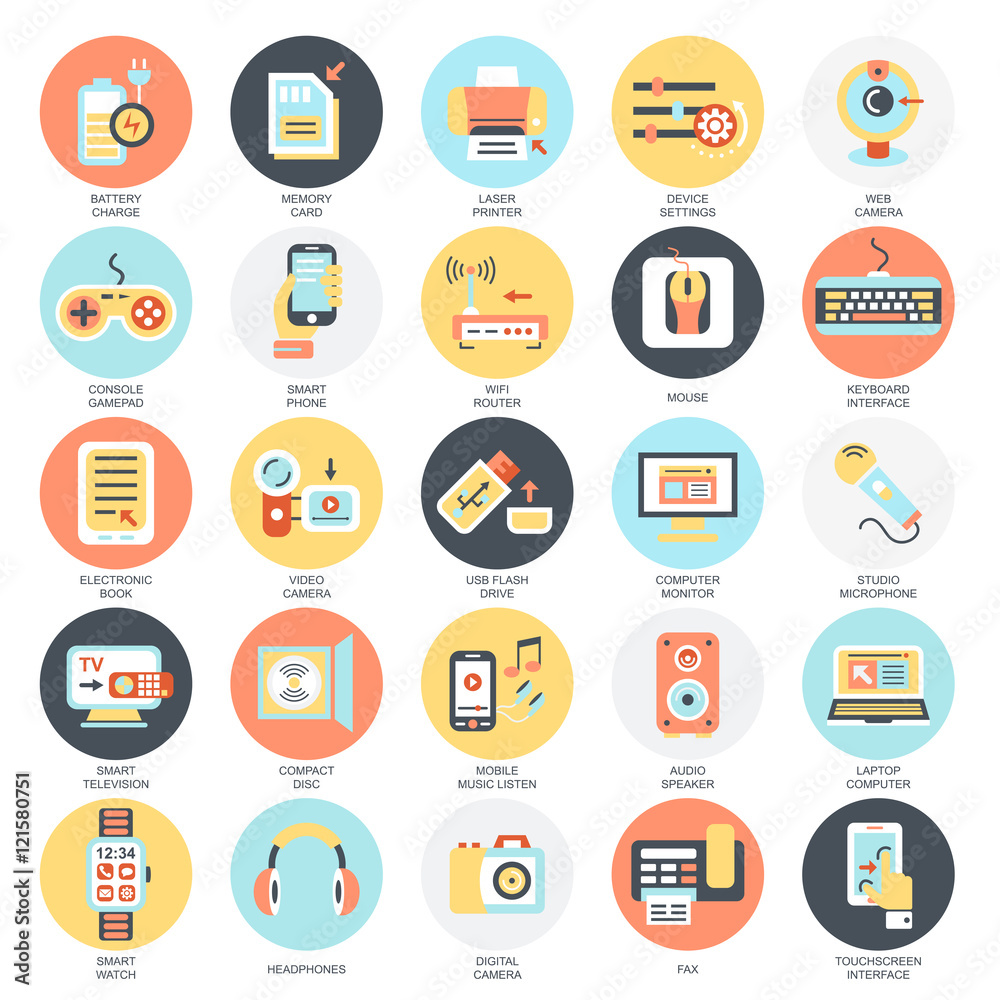 Flat icons pack of electornic devices Flat icons pack of electornic devices