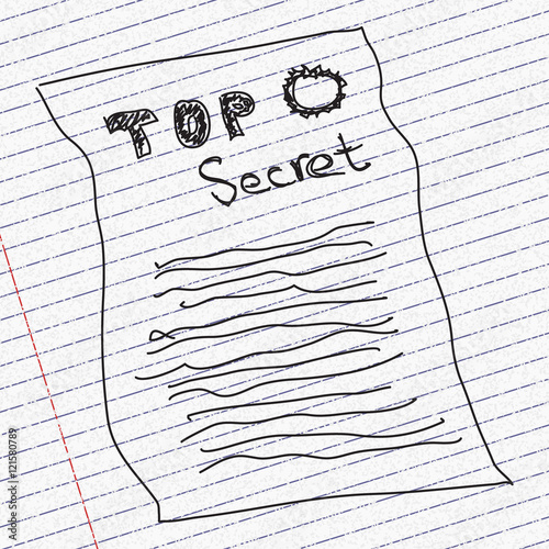 Doodle sketch of a secret document on paper background