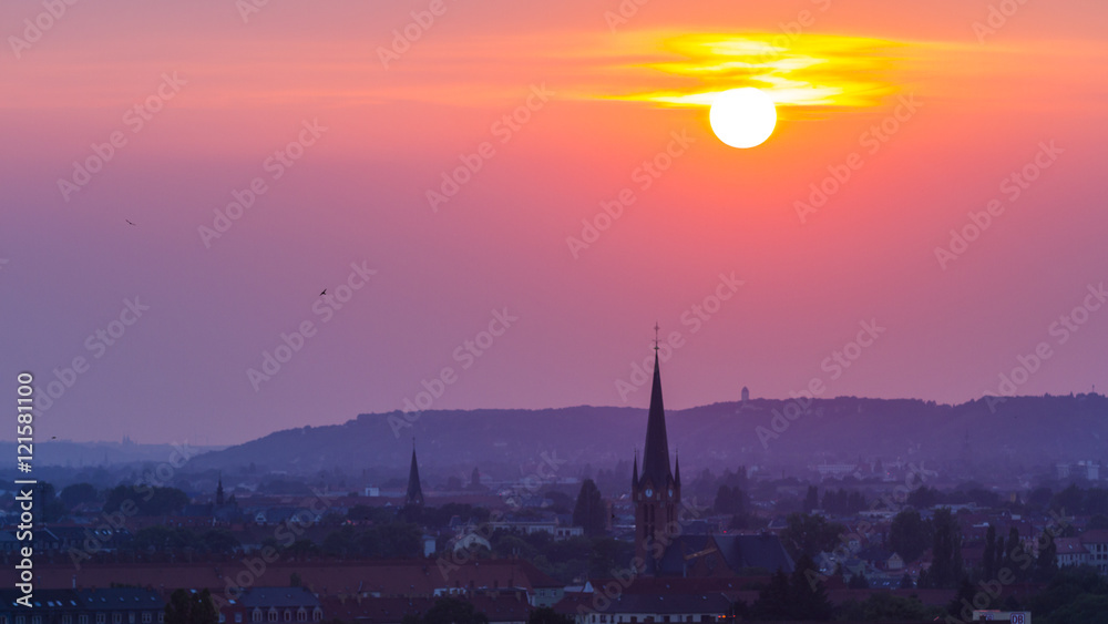 Obraz premium Dresden zum Sonnenuntergang