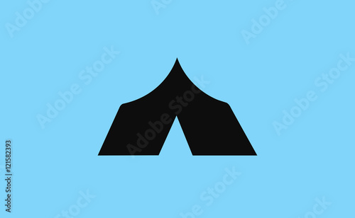 Vector black tent symbol on flat background