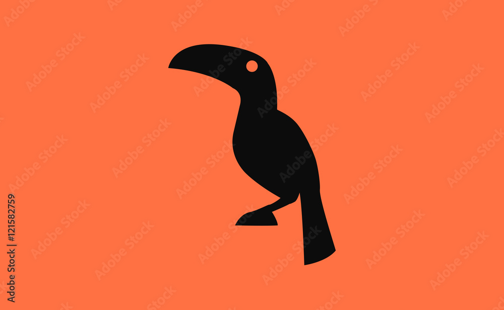 Fototapeta premium Vector toucan on flat background