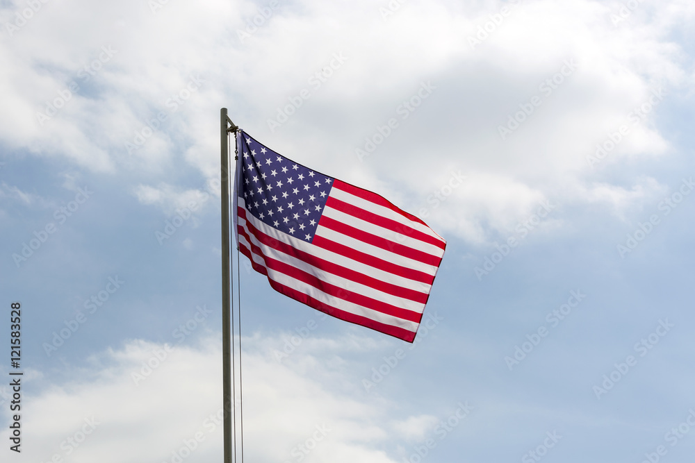 Flag of United States on a flagpole Flag of United States on a flagpole