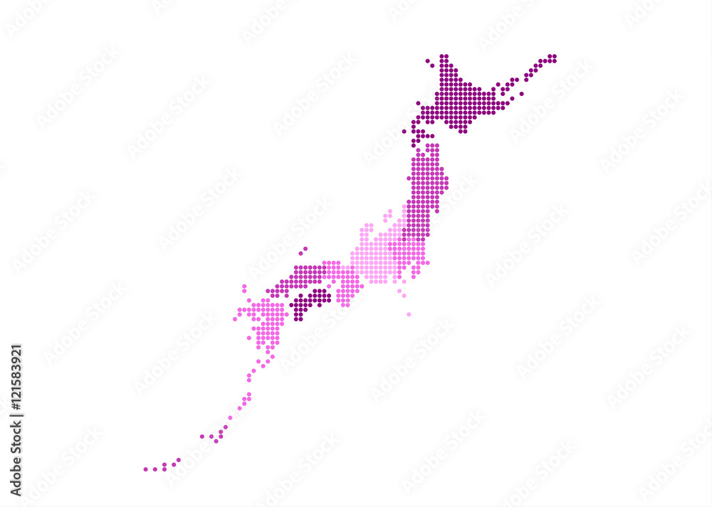 Obraz premium 日本地図のエリアマップ (ドット)