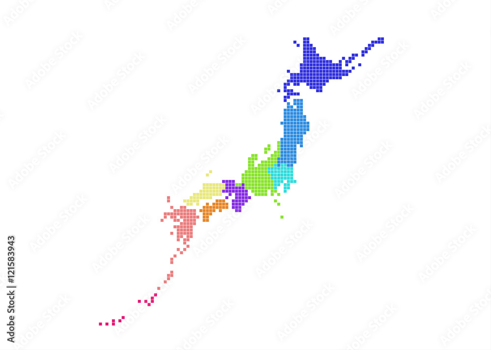 Obraz premium 日本地図のエリアマップ (ブロック)