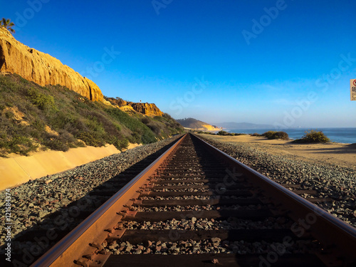 Train Tracks by the Ocean in Del Mar California