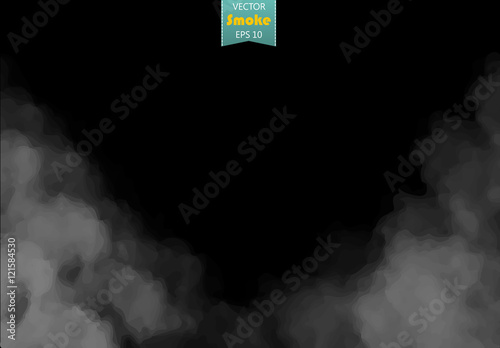 Fog or smoke isolated transparent special effect. White vector cloudiness, mist or smog background. Vector illustration