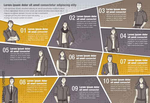 Vector brochure backgrounds with business people. Infographic template design.