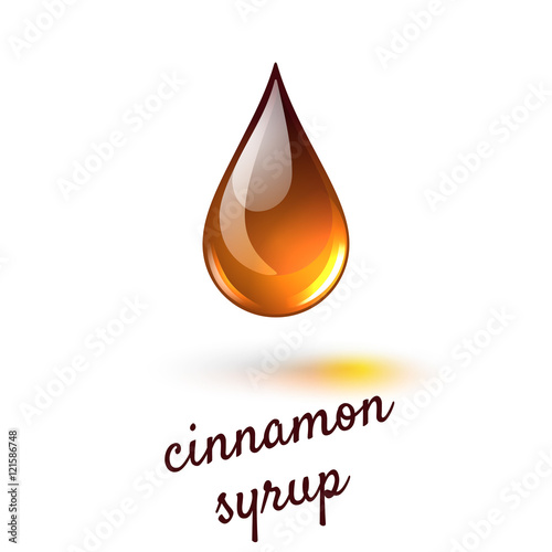 Vector illustration of drop of liquid sweet cinnamon syrup