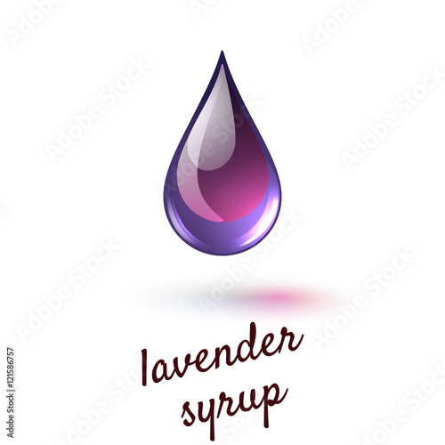 Vector illustration of drop of liquid sweet lavender syrup