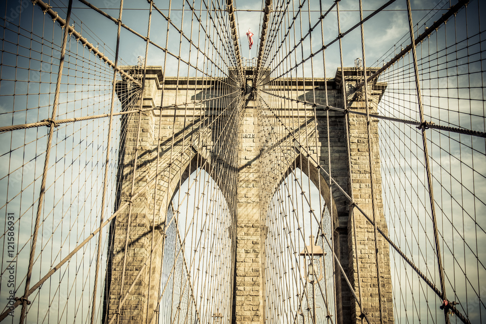 Fototapeta premium szczegółowa architektura mostu brooklyńskiego