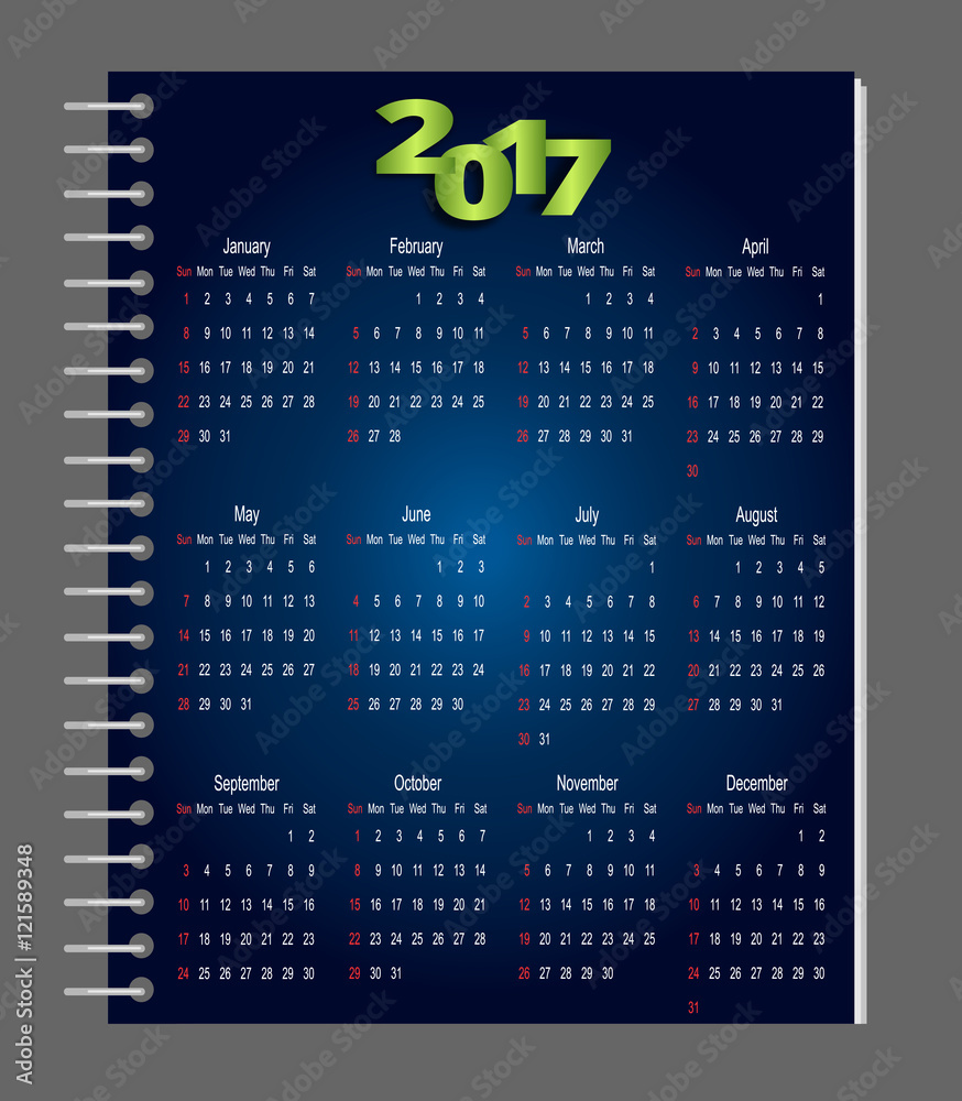 блокнот и календарь на 2017 год