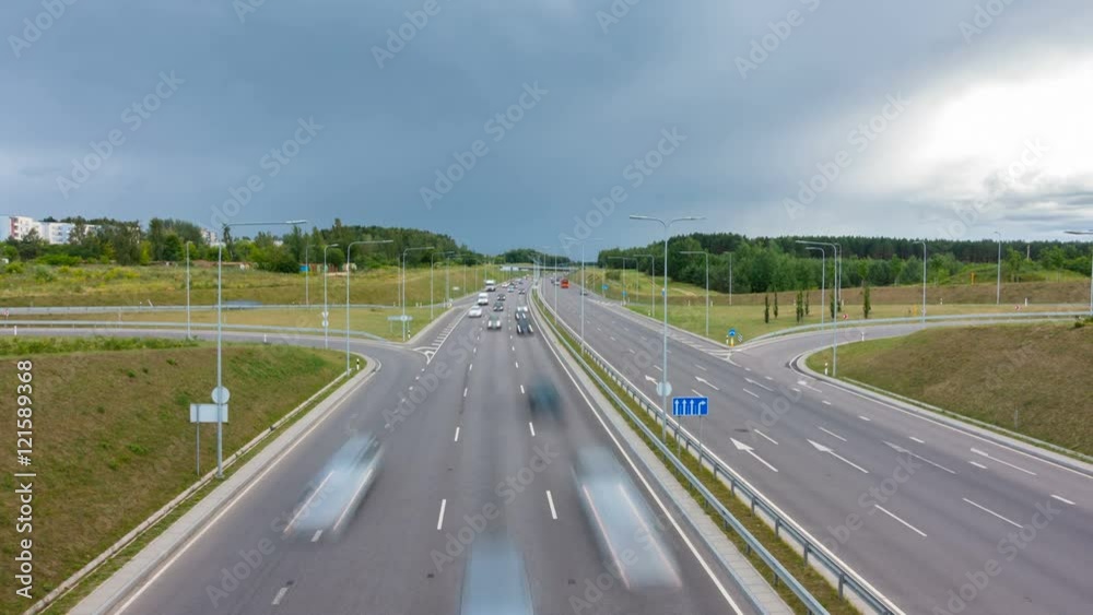Evening traffic on the highway, time-lapse Evening traffic on the highway, time-lapse
