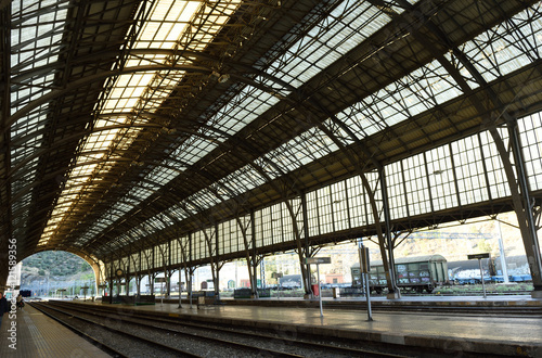 Train station of  Portbou  iron  architecture Girona province Catalonia Spain