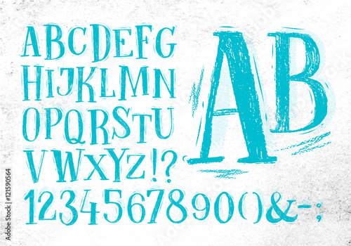 Pencil font blue alphabet