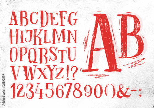 Obraz na płótnie Pencil font red alphabet w salonie