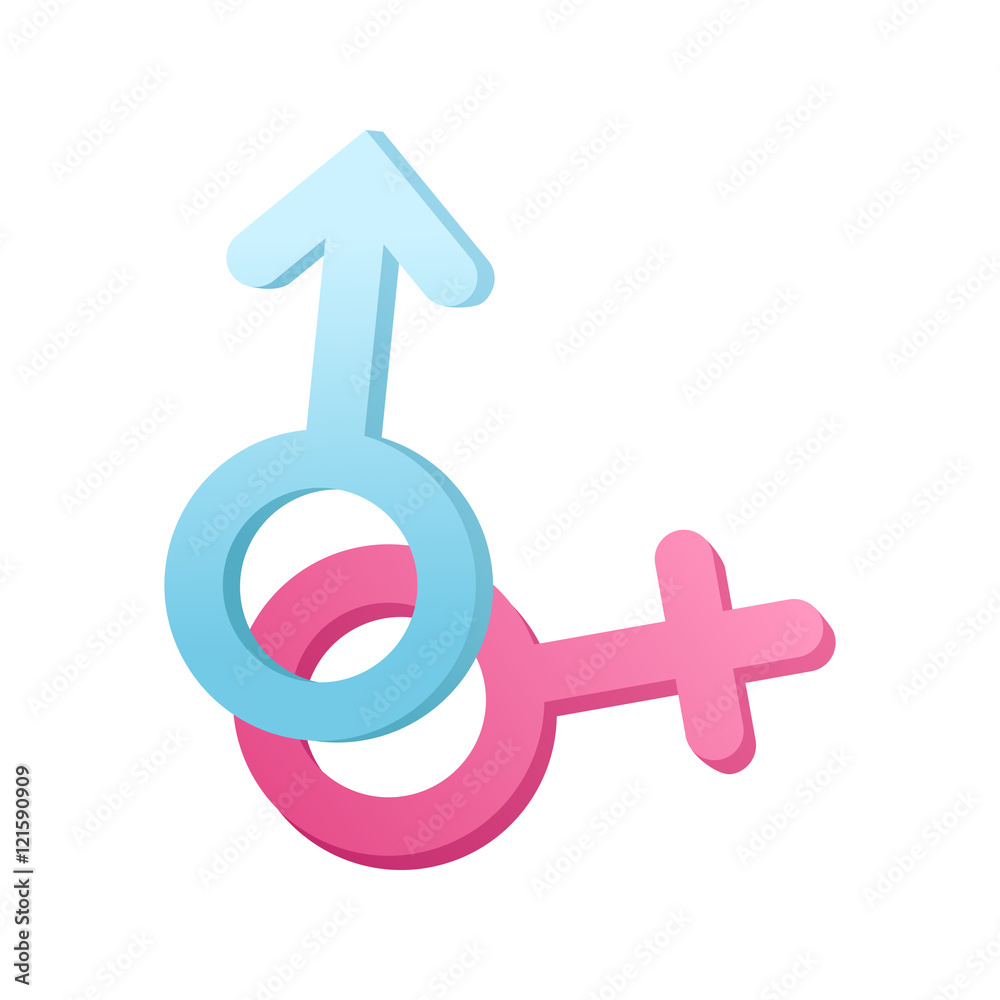 Isolated symbols of sex men and women pink, blue. Isolated symbols of sex men and women pink, blue.